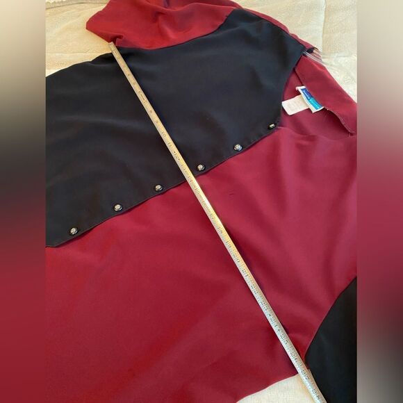 Vintage Maroon and Black Button Up Abstract 80s Shirt Size 22 - Picture 6 of 7